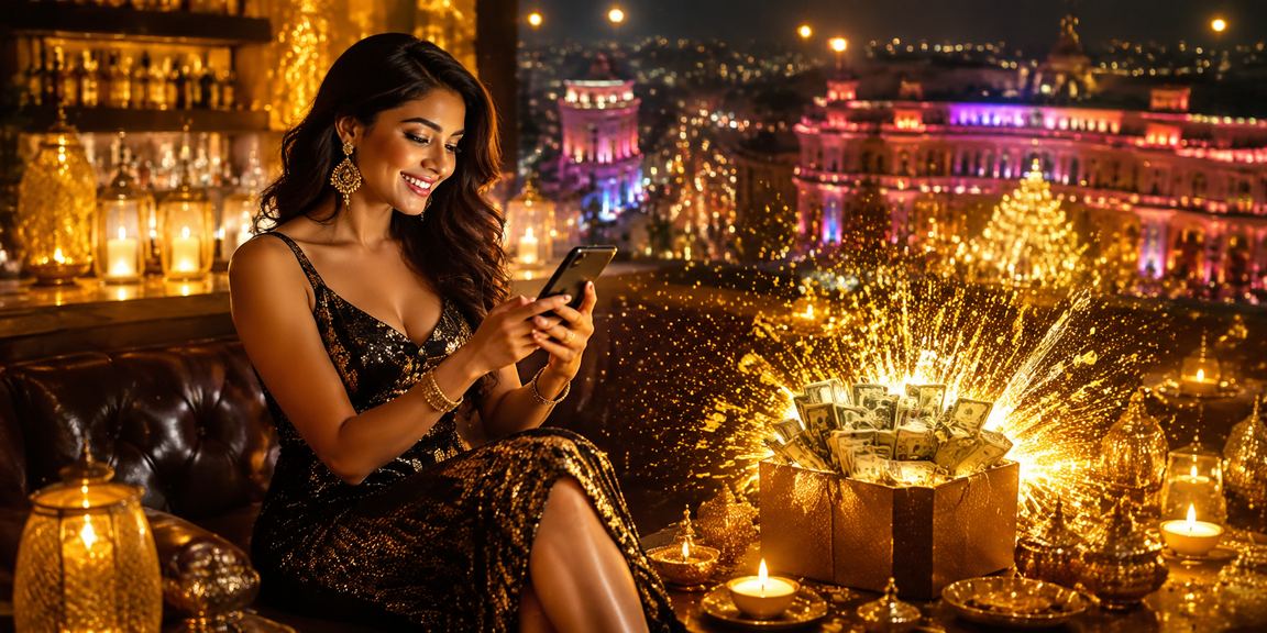 Mobile user playing Aviator game during Diwali festival in Delhi