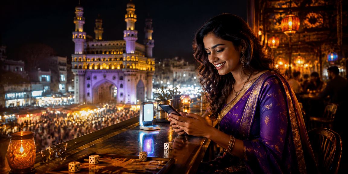 Nighttime dice game in Hyderabad market reflecting Indian casino culture